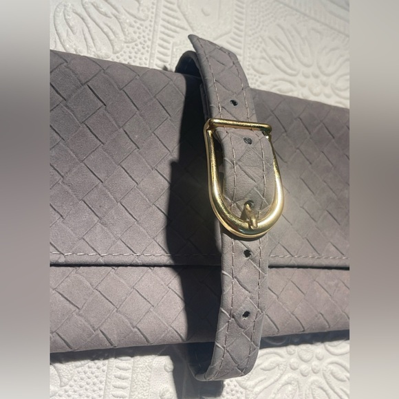 Vintage Leather Gray Travel Jewelry Pouch Roll Bag Made in Italy - Picture 5 of 12